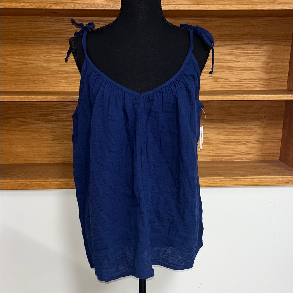 Old Navy Deep Blue Tie-Shoulder Tank Top - large tall